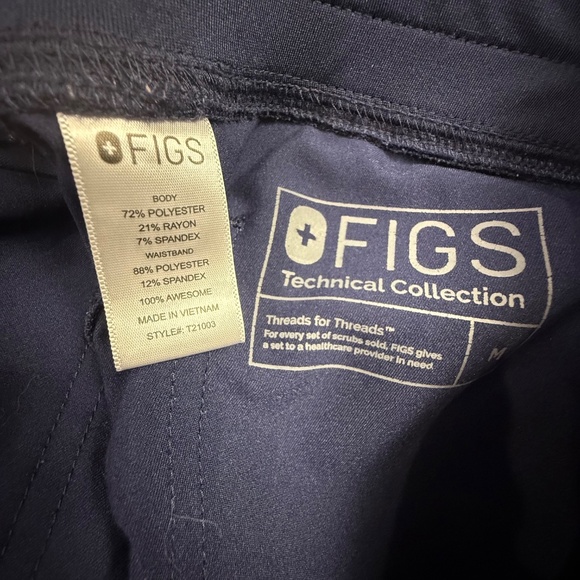Figs Women's High Waisted Livingston Scrub Pants Navy Size M, Drawstring - Picture 8 of 11